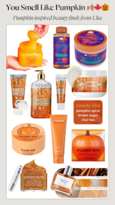 Collage of pumpkin inspired beauty products from Ulta.